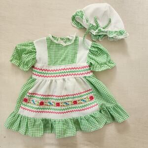 Vintage Gingham Dress/Hat Set 18 months